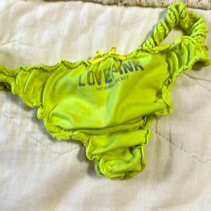 VS PINK extra low rise thong panty. Neon yellow. Size L